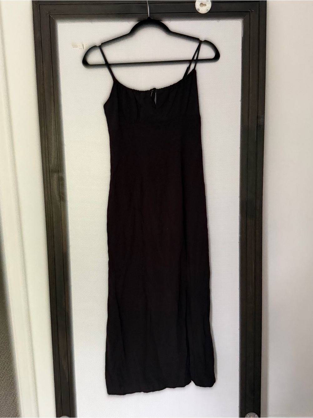 H&M Black Midi Slip Dress with Spaghetti Straps
